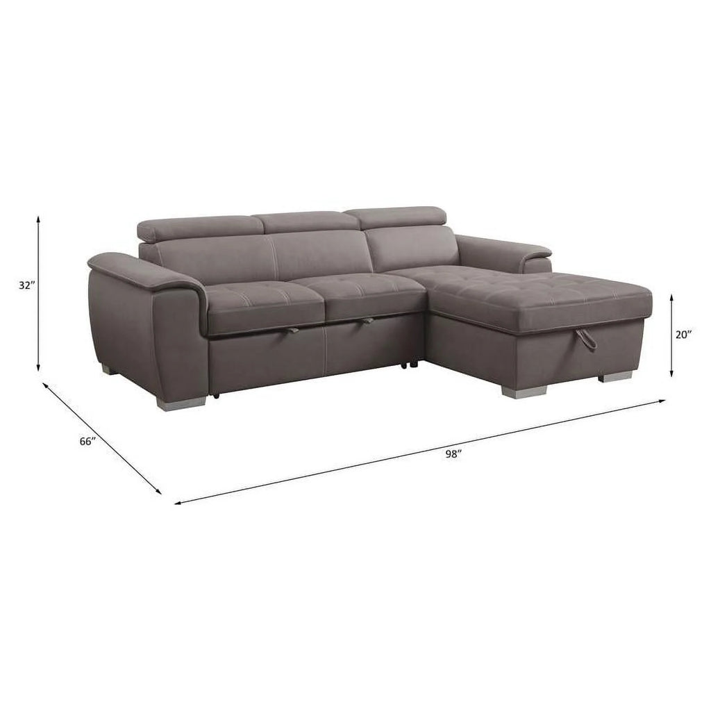 Light Brown Fabric Sleeper Sectional Sofa with Storage J88274