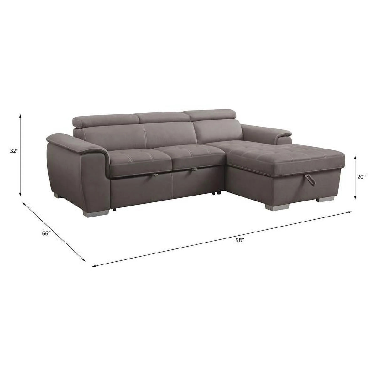 Light Brown Fabric Sleeper Sectional Sofa with Storage J88274