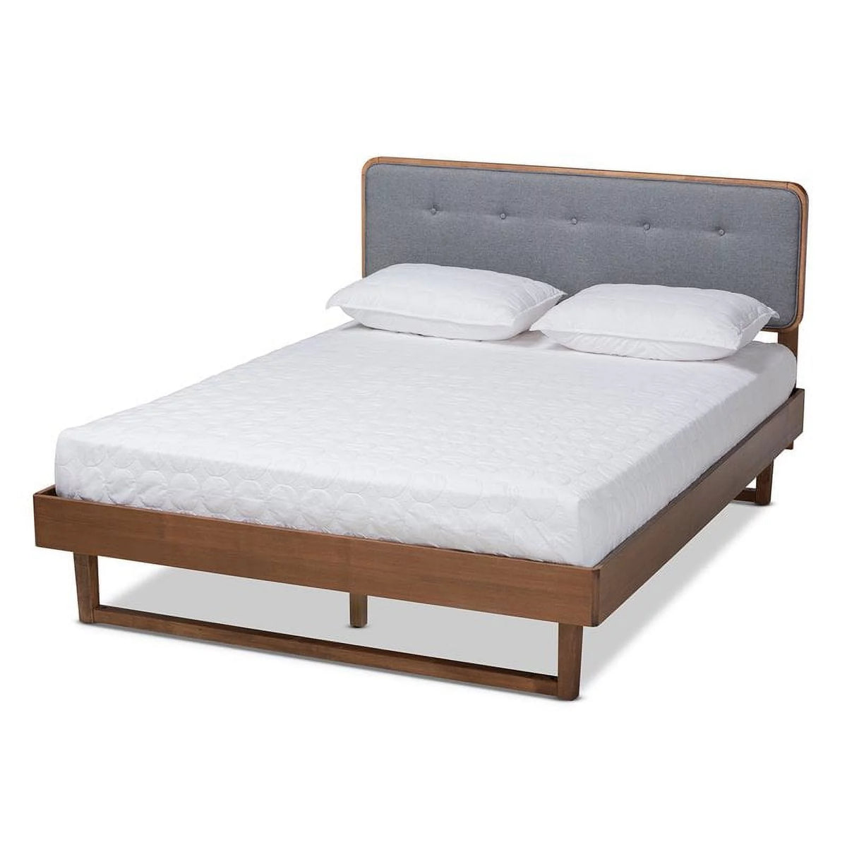 Gray Upholstered Wood King Size Platform Bed Y67334