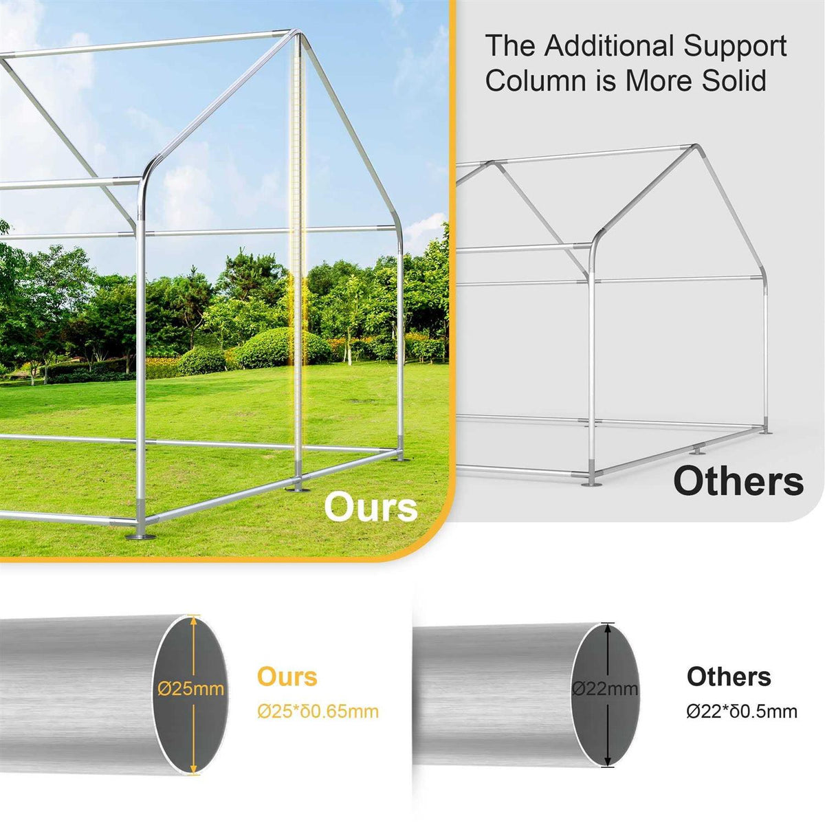 Chicken Coop Large Metal Run for 20 Chickens Walk in Poultry Cage Hen House with Waterproof Cover L204