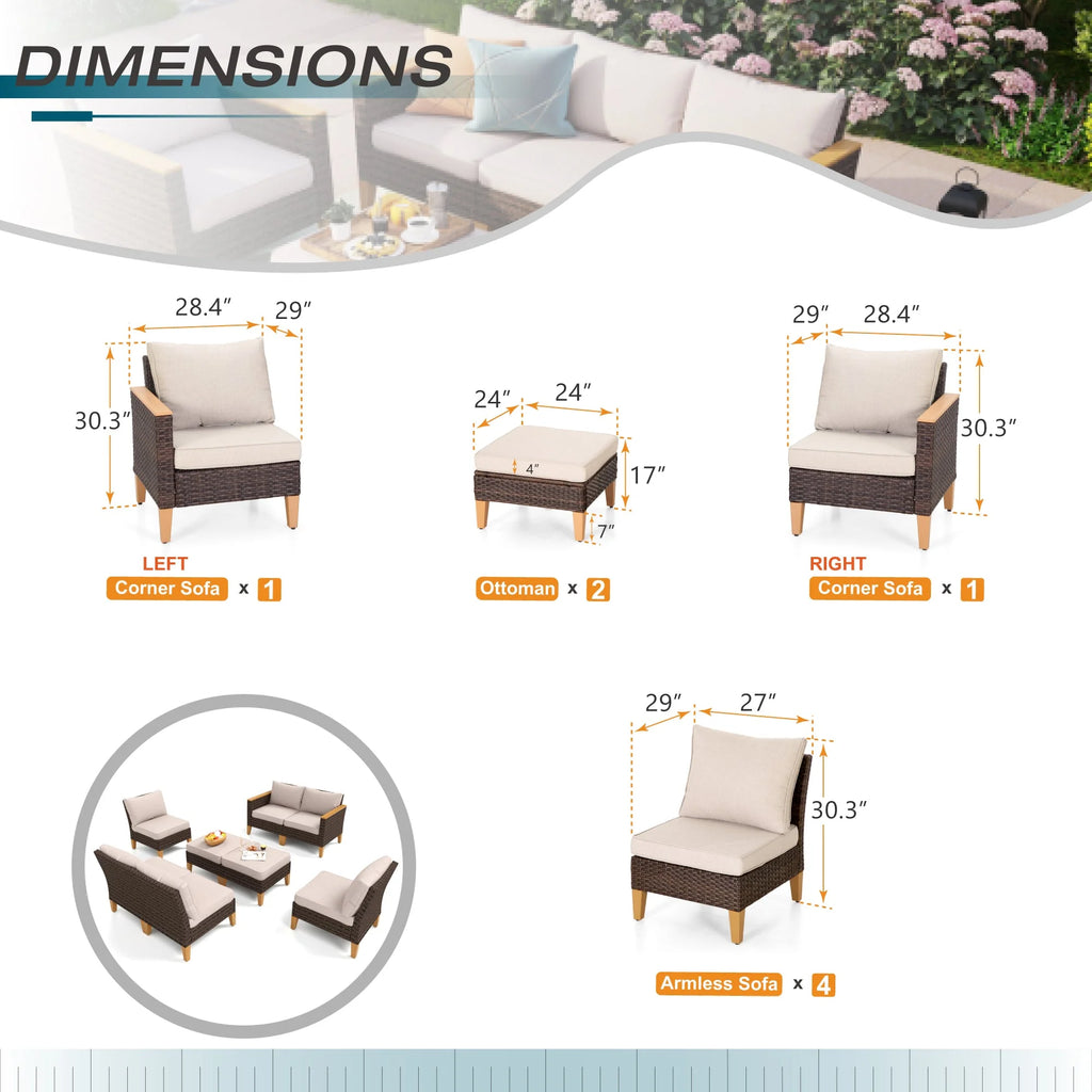 8 Piece Outdoor Wicker Sofa Set Q531