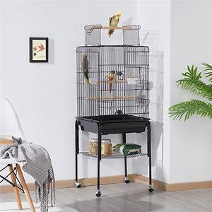 Black Detachable Rolling Metal Bird Cage M930423