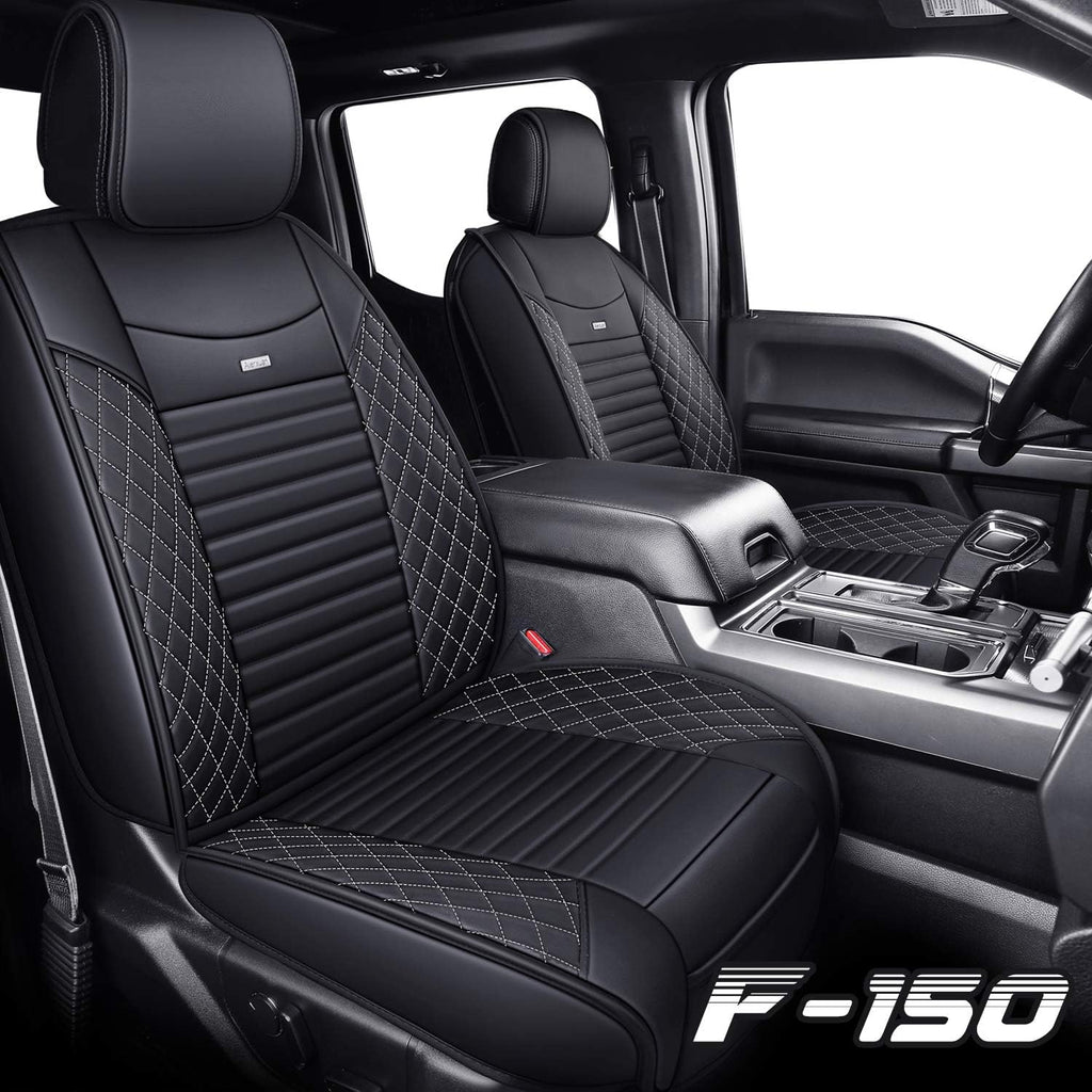 Waterproof Leather Truck Seat Covers Full Set Black-Red Y197