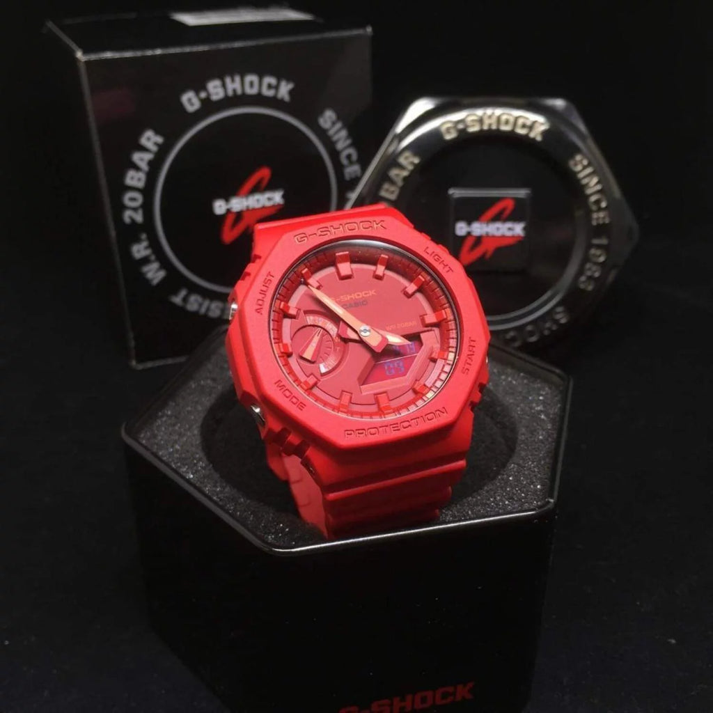 Red Dial Analog-Digital Quartz Men's Watch S907