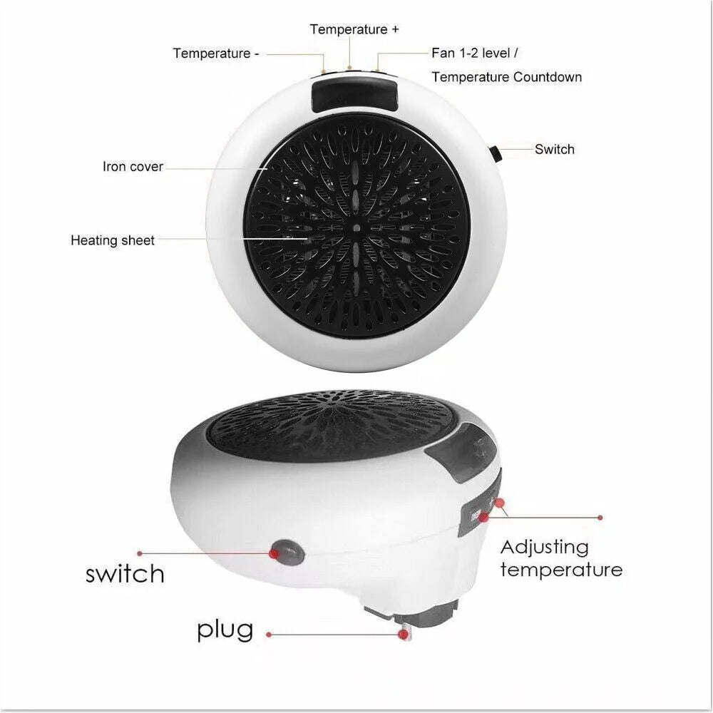 900W Plug-in Electric Heater Fan with Remote Timer F813