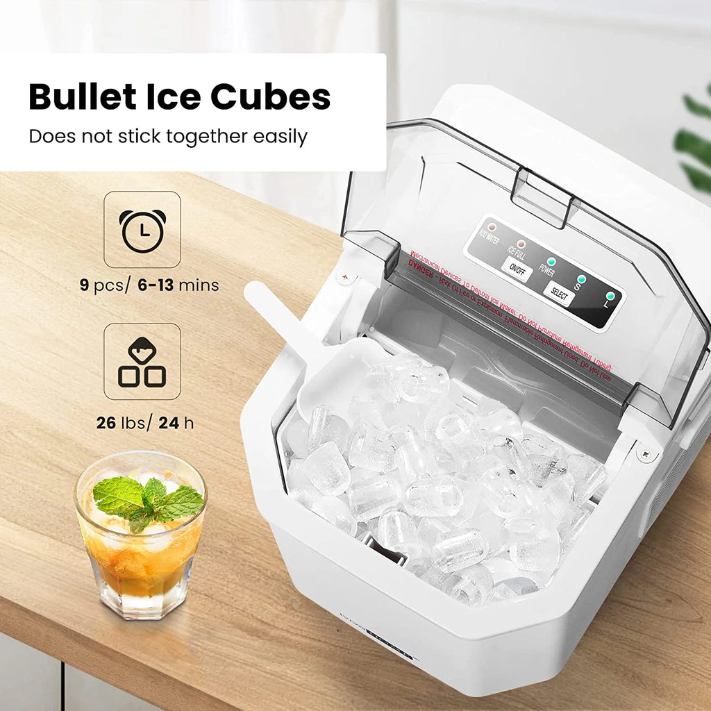 Portable Countertop Ice Maker with Handle, 26lbs/Day, White A121764