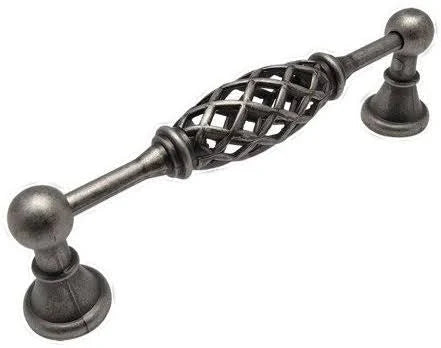 Weathered Nickel Birdcage Cabinet Handle Pull - 5 inch Hole Centers - 10 Pack H852