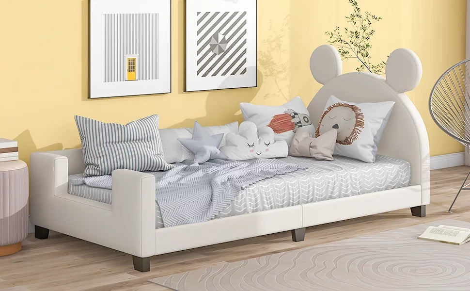 White Twin Size Upholstery Daybed with Headboard O132