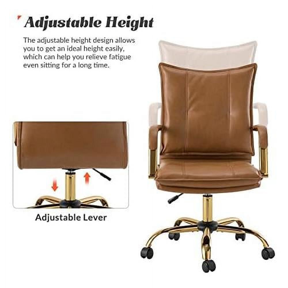Camel Faux Leather Adjustable Swivel Office Desk Chair P7111