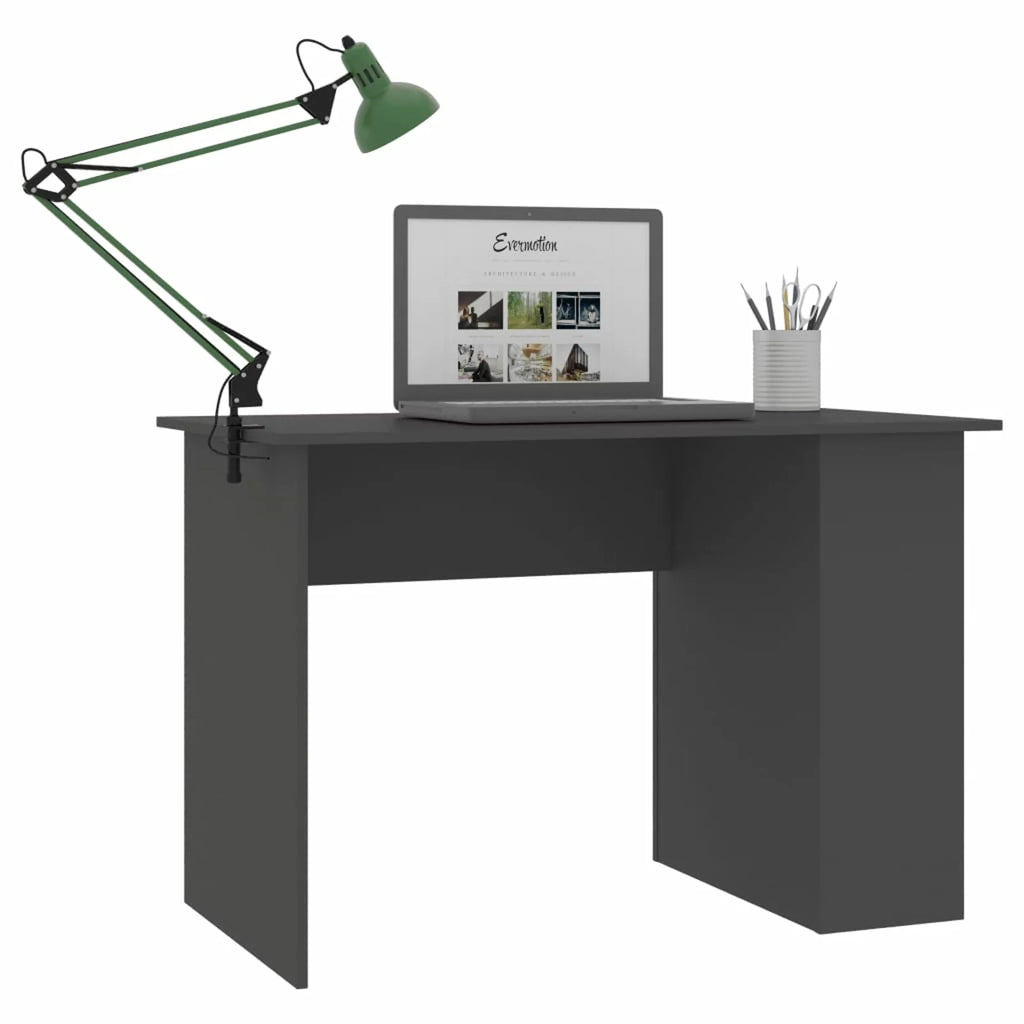 Gray Engineered Wood Computer Desk with Storage Shelves R27214