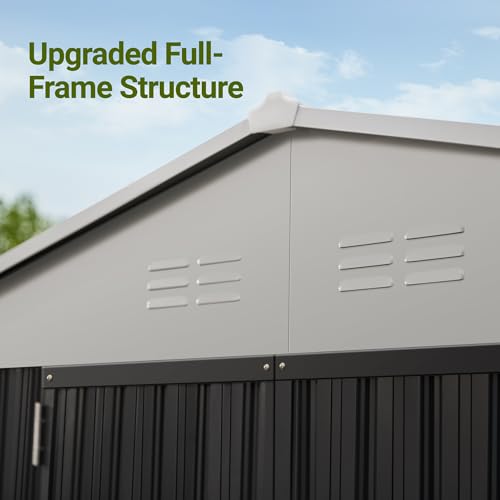 10x14 White Metal Storage Shed with Lockable Doors T2151