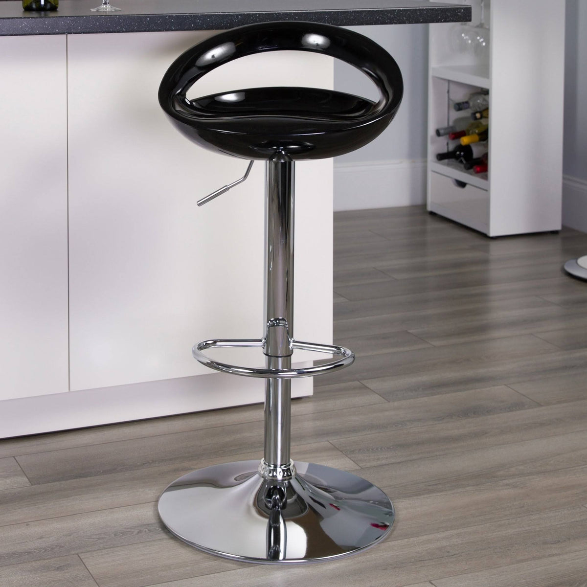 Silver Plastic Adjustable Height Barstool with Chrome Base W845664
