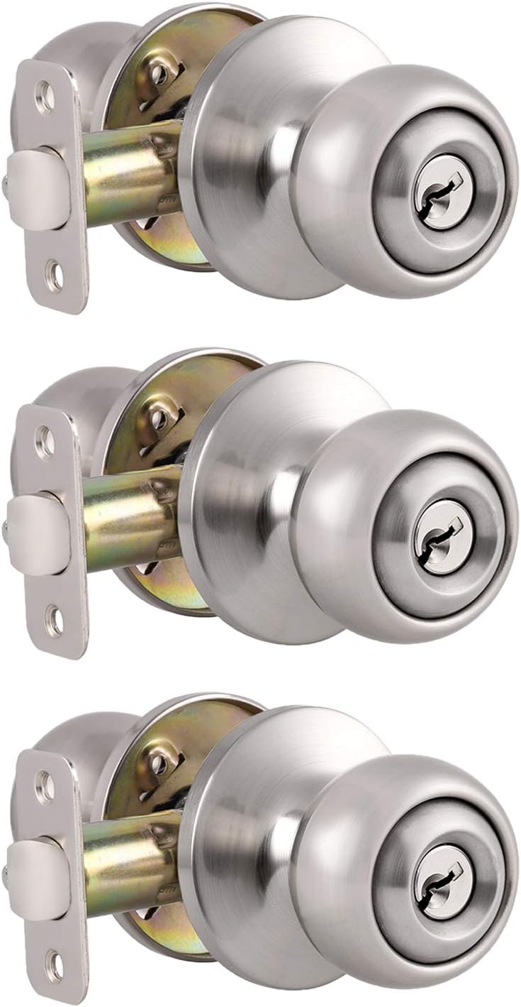 5 Pack Brushed Nickel Passage Door Knobs E58108