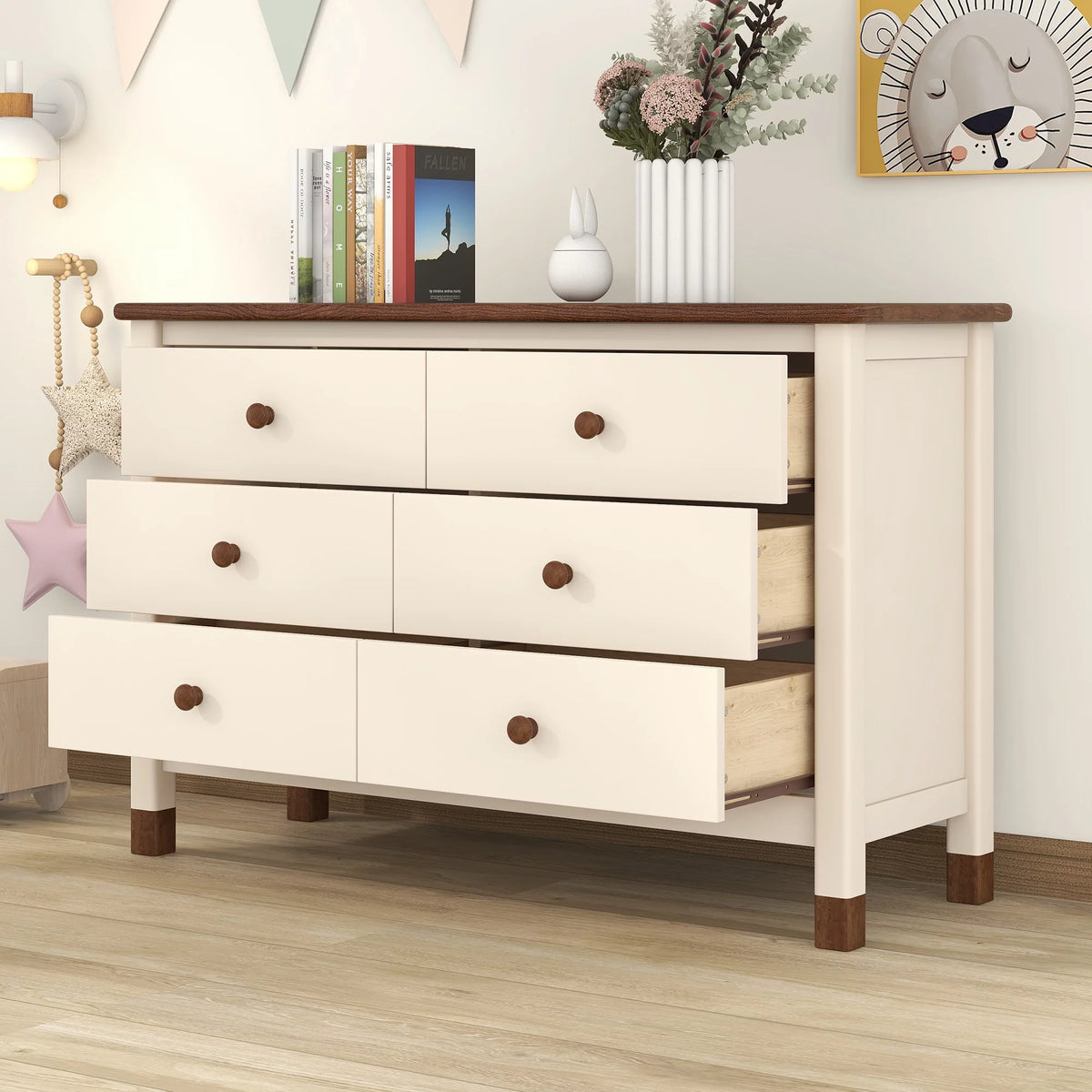 Wooden Storage Dresser with 6 Drawers V648711