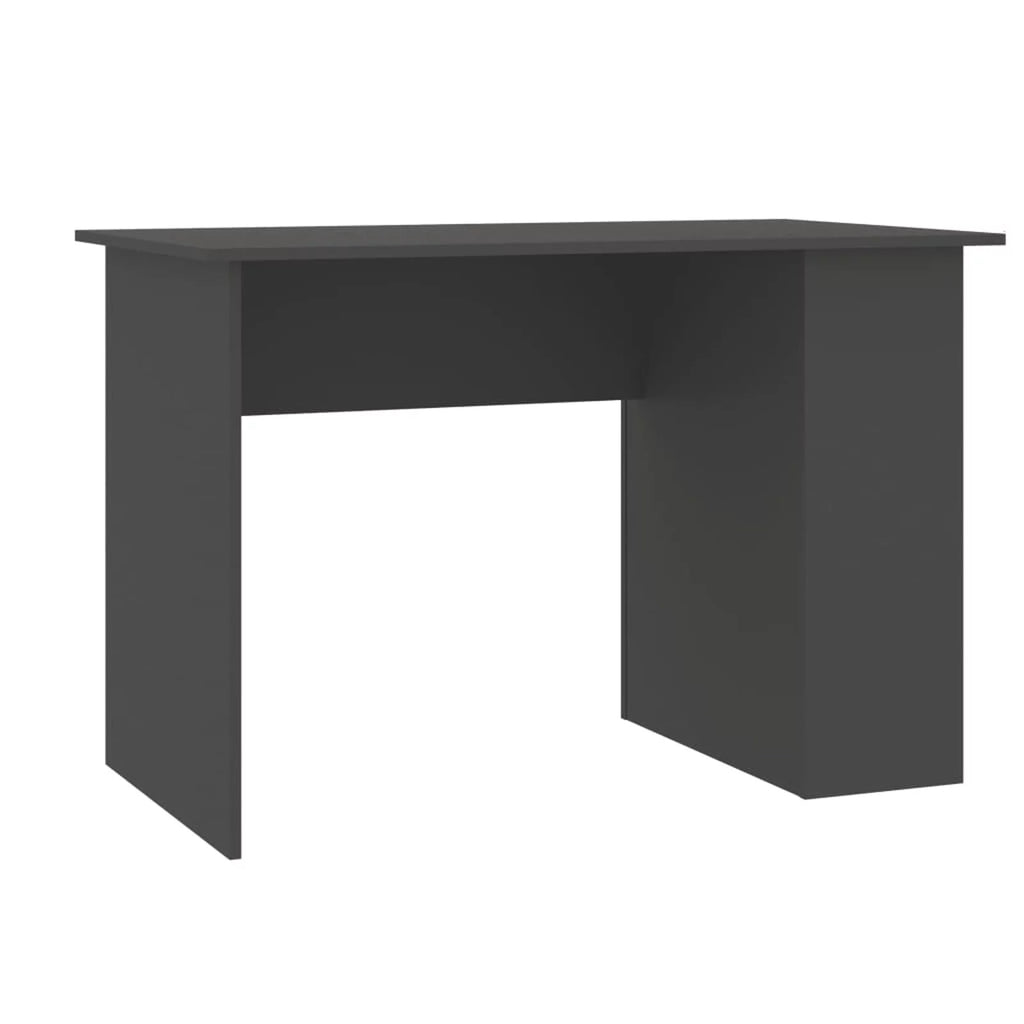 Gray Engineered Wood Computer Desk with Storage Shelves R27214