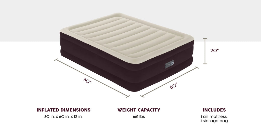 Maroon Queen Air Mattress with Built-in Pump J8158