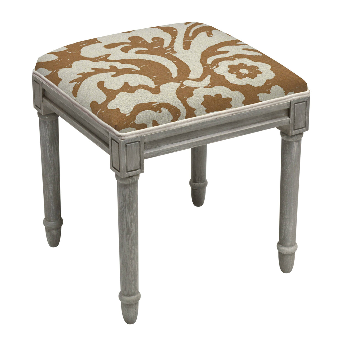 Multicolor Floral Linen Vanity Stool N9056