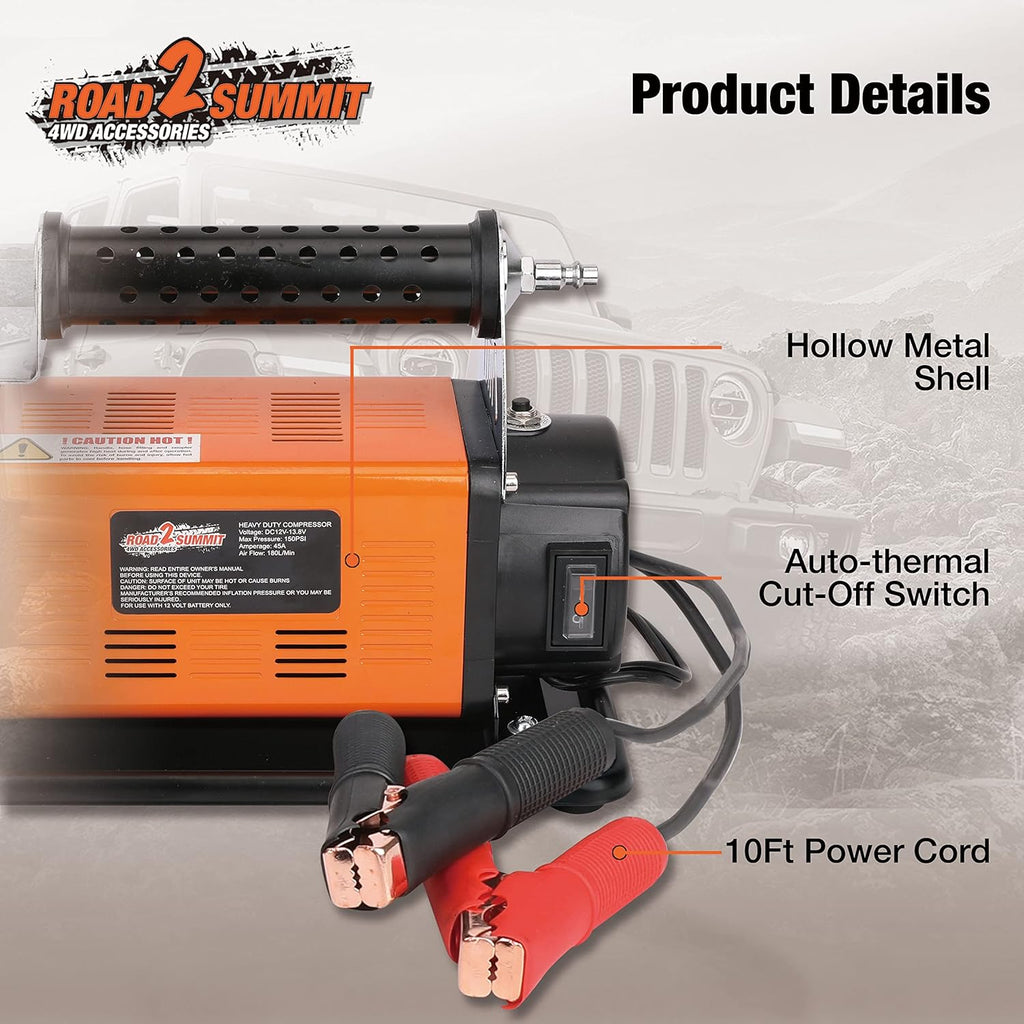 Heavy Duty Portable 12V Air Compressor Kit, Max 150PSI O6660