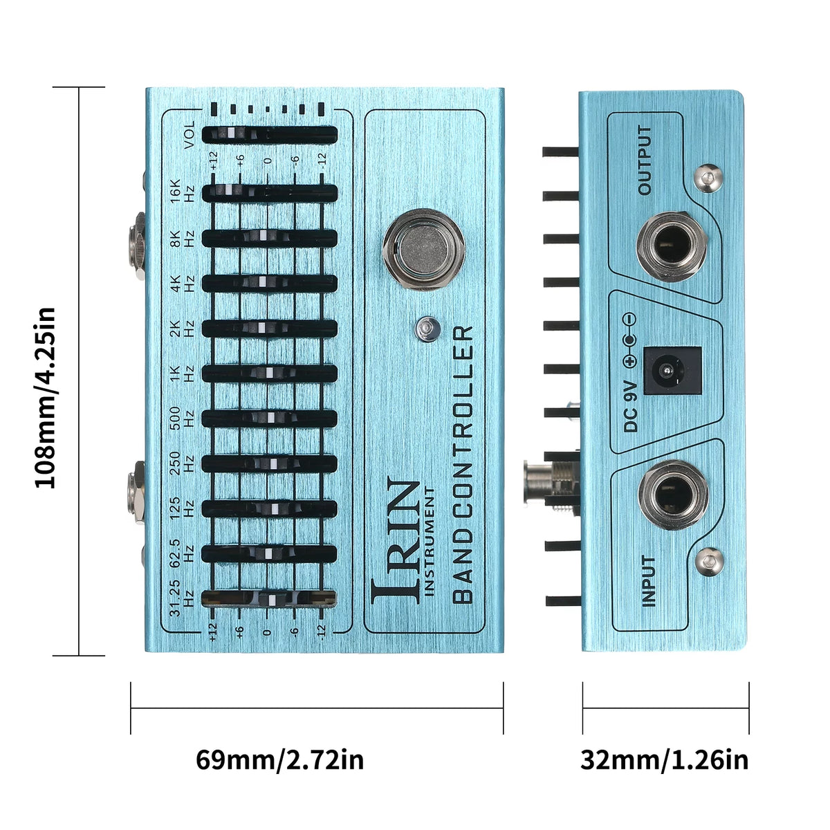 10 Band EQ Guitar Effect Pedal with True Bypass, Aluminum Alloy Body P642086