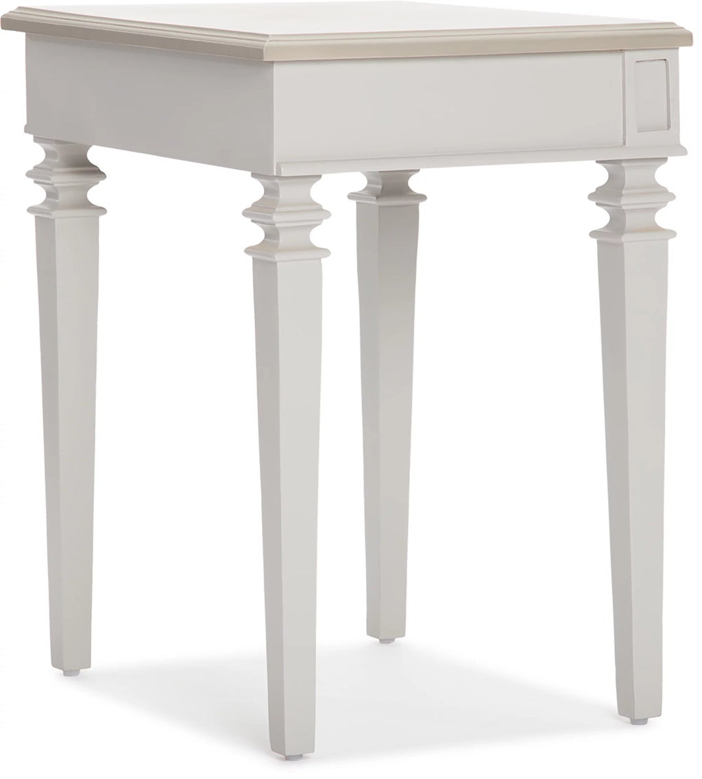 Light Gray Solid Wood End Table Nightstand with Drawer L478