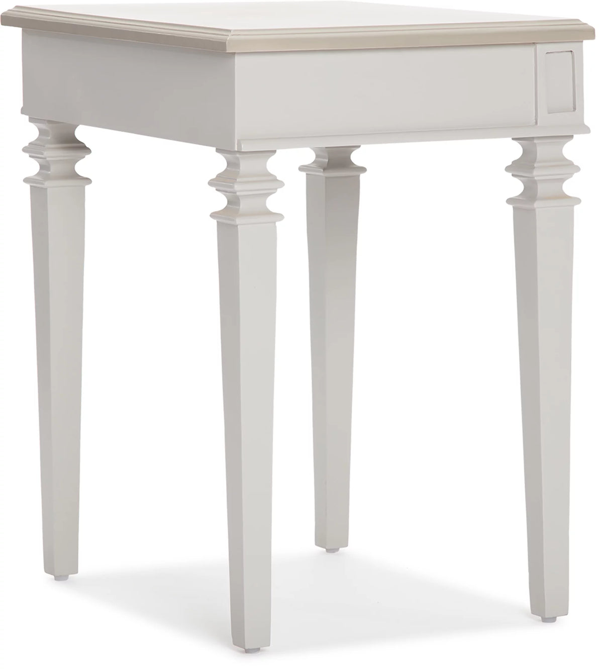 Light Gray Solid Wood End Table Nightstand with Drawer L478