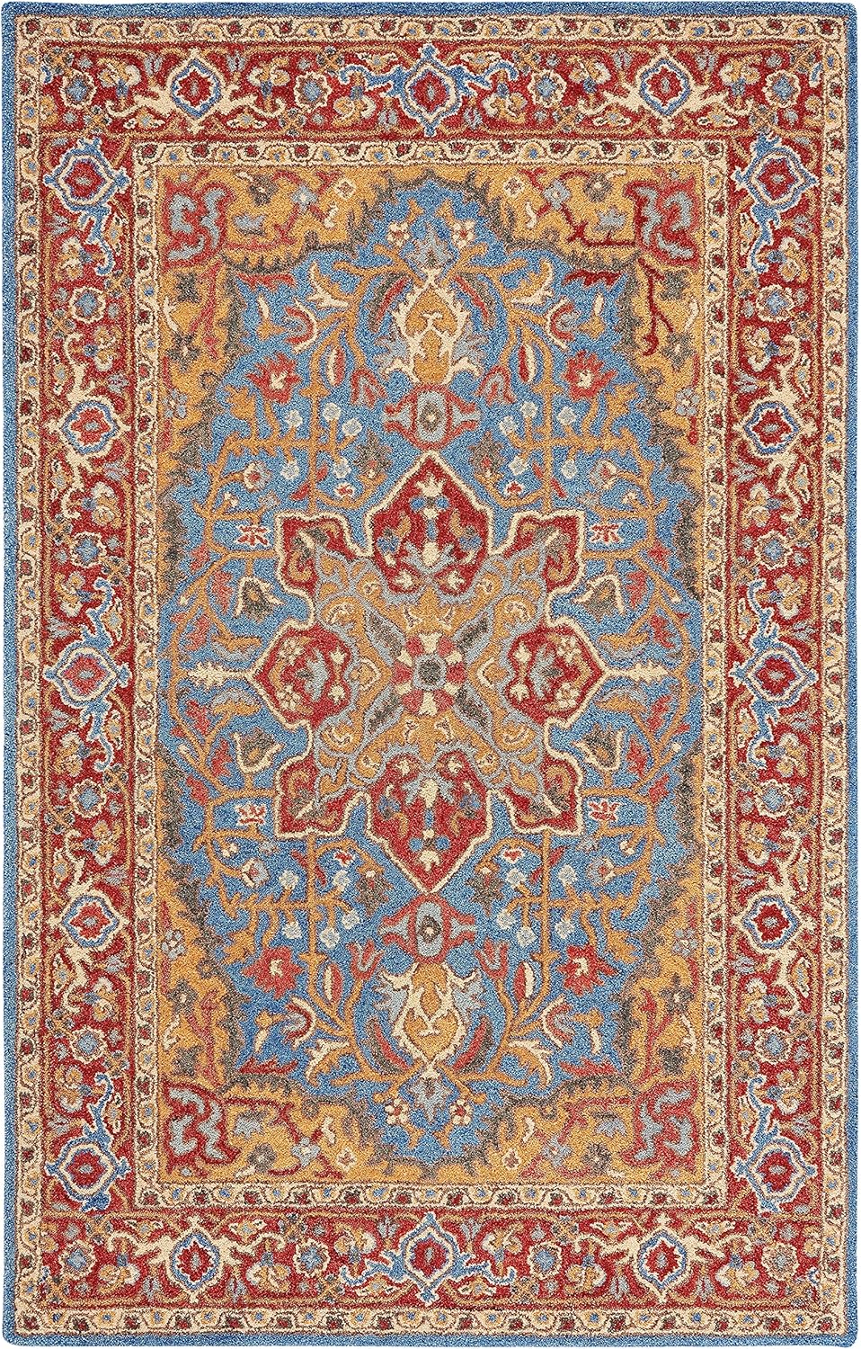 8' x 10' Red Blue Handmade Traditional Oriental Wool Area Rug Q70830