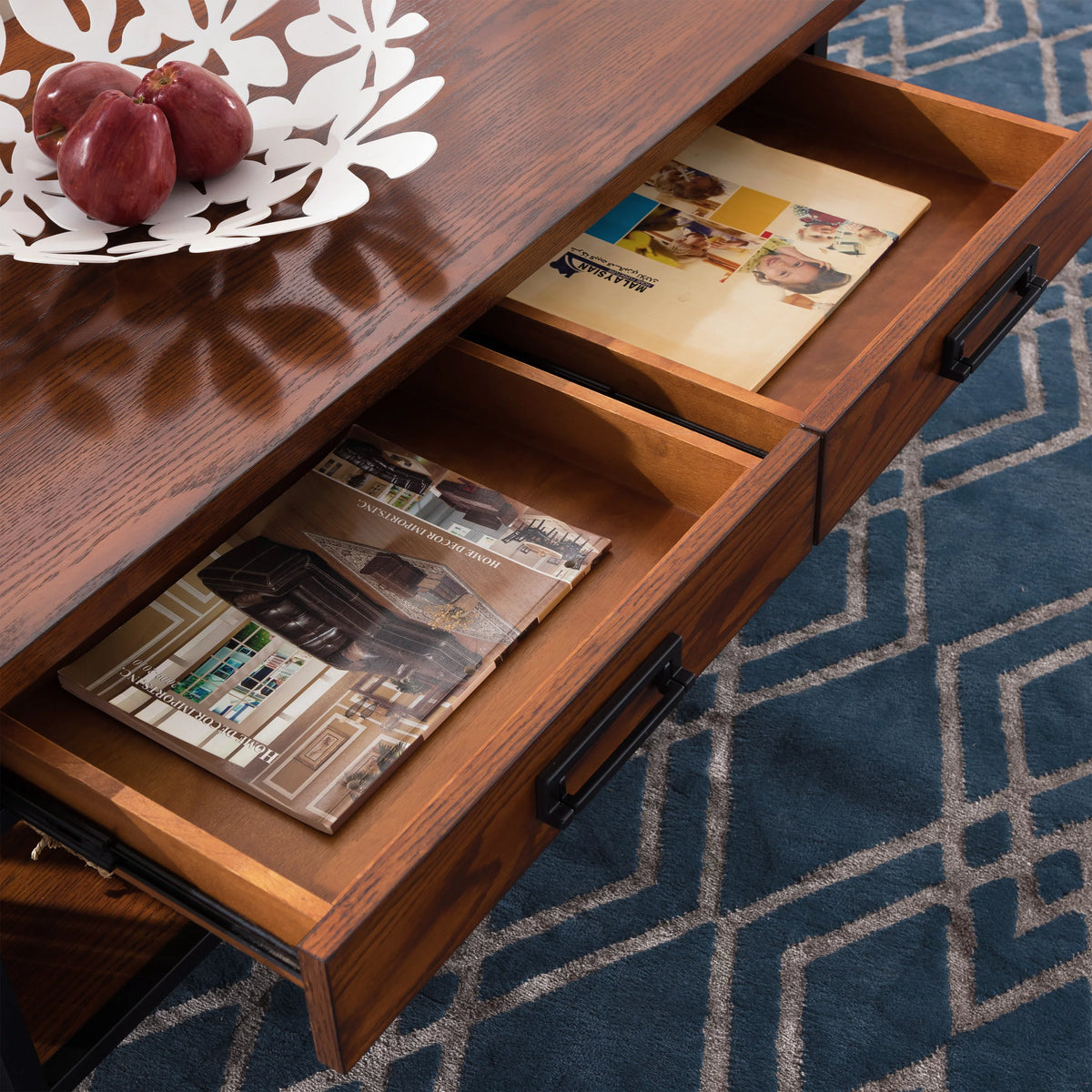 Rustic Two Drawer Coffee Table with Shelf E744976