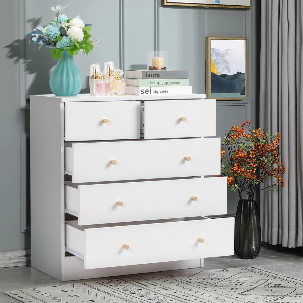 Black 6 Drawer Wood Dresser E715