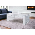 48" Silver Mirrored Coffee Table with Two Drawers X25226