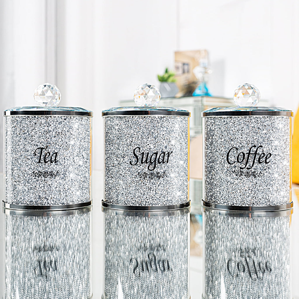 Crushed Diamond Kitchen Canister Set of 3 with Lids P661754