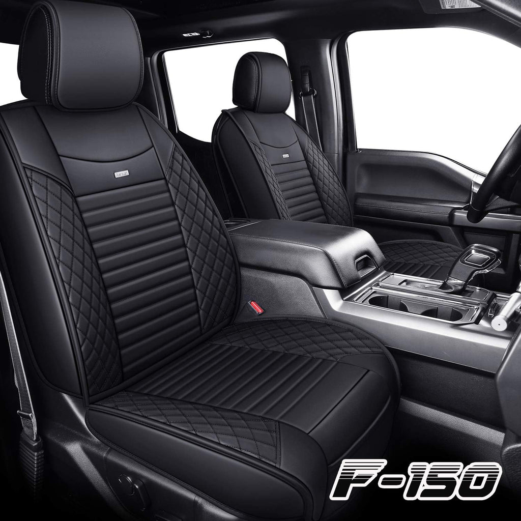 Waterproof Leather Truck Seat Covers Full Set Black-Red Y197