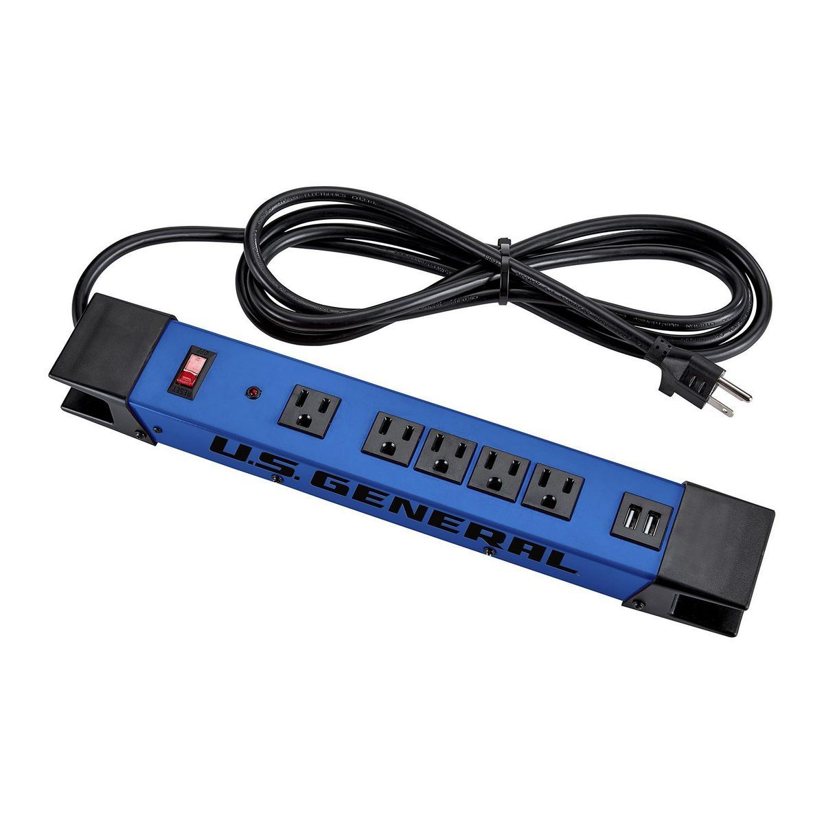 5-Outlet Magnetic Power Strip with Metal Housing and 2 USB Ports E353838