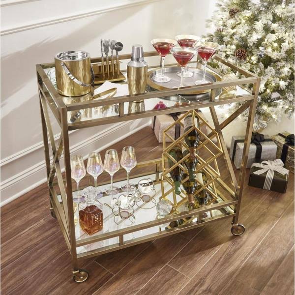 Antique Brass Bar Cart C1376