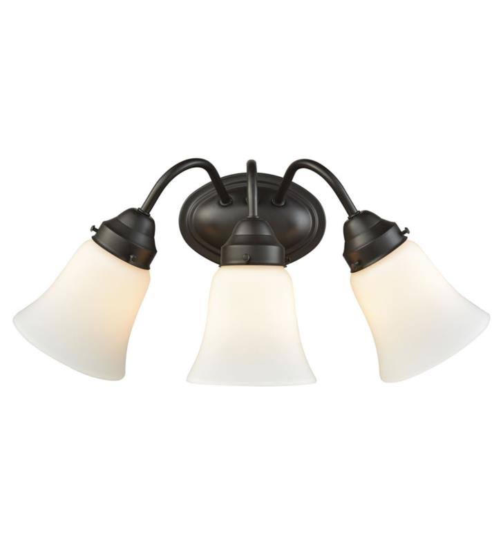 Brushed Nickel 3 Light Bath with White Glass N365953