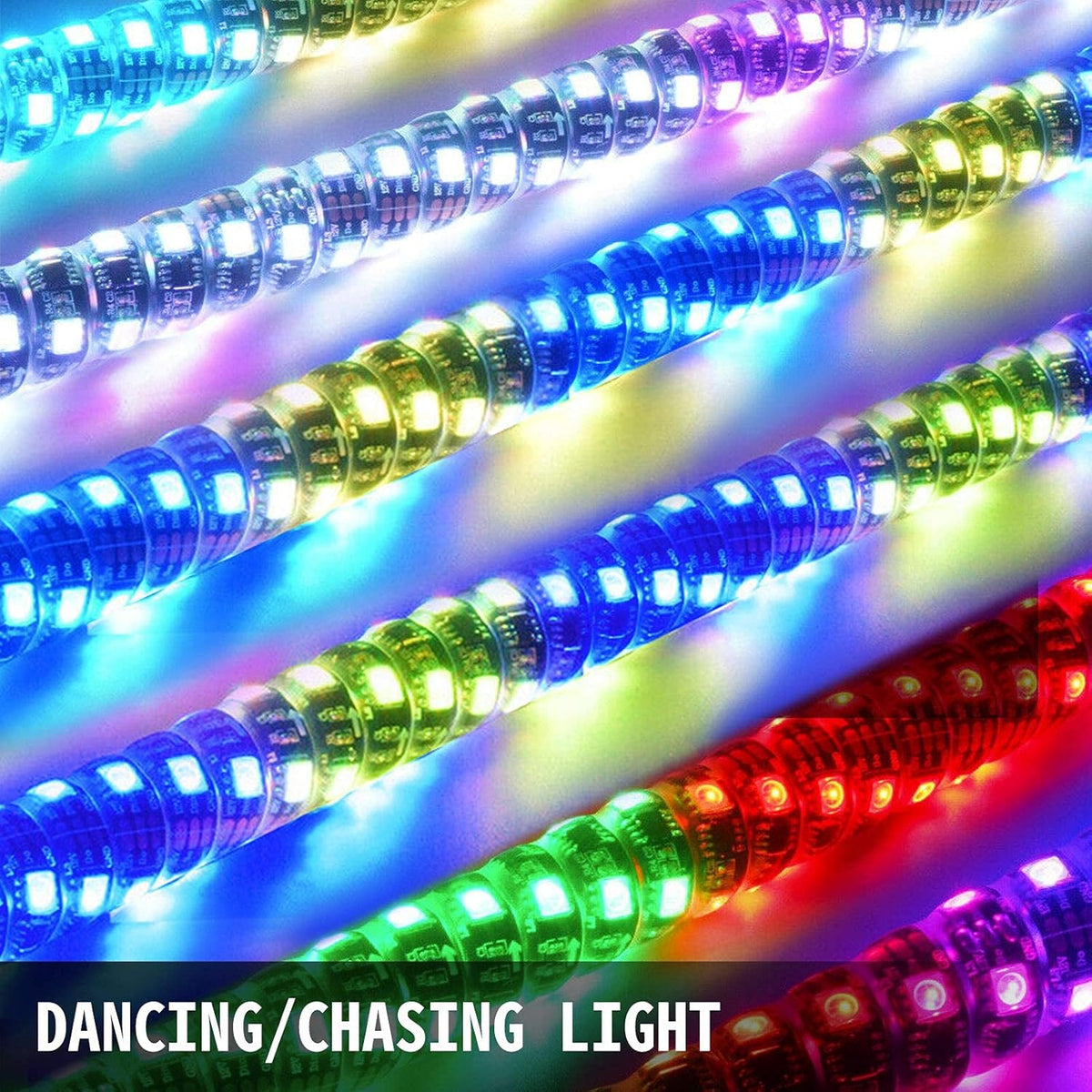 2PC 3FT 360° Spiral LED Whip Lights RGB Color Weatherproof with RF Wireless Remote T536379