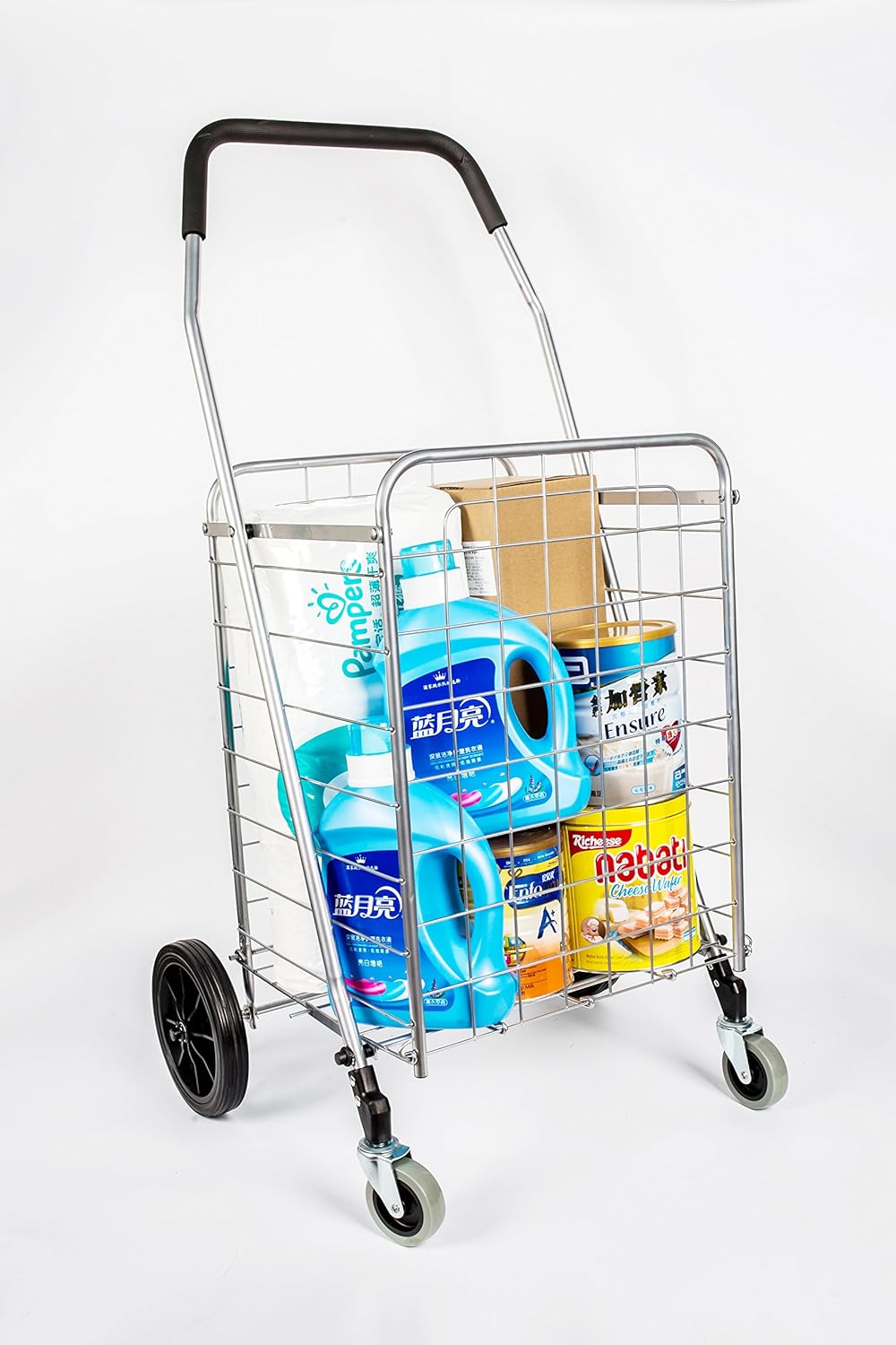 Silver Grocery Laundry Utility Shopping Cart with Swivel Wheels H248