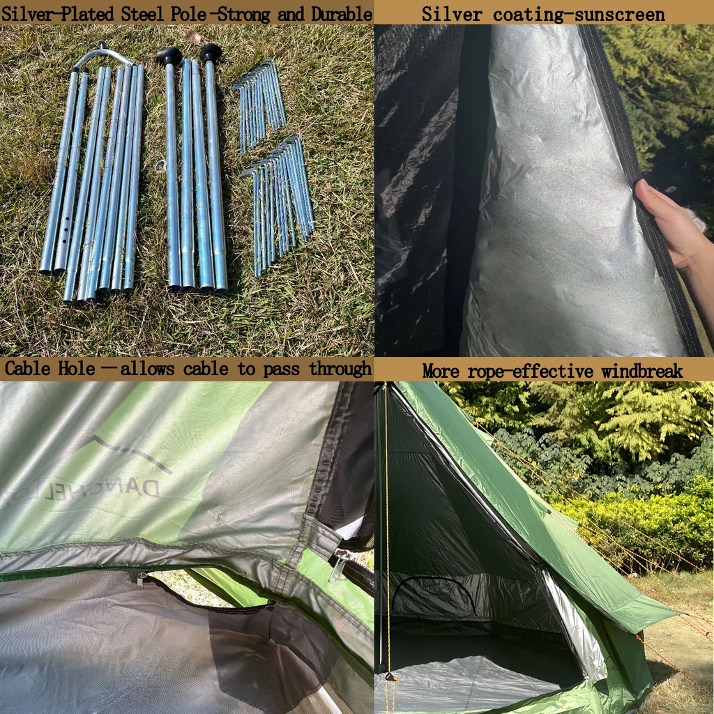 Waterproof 13.2ft/4M Green B1 Bell Tent with Black Footprint H9729