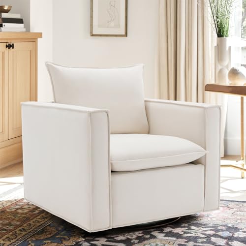 Beige Upholstered Swivel Accent Chair W842