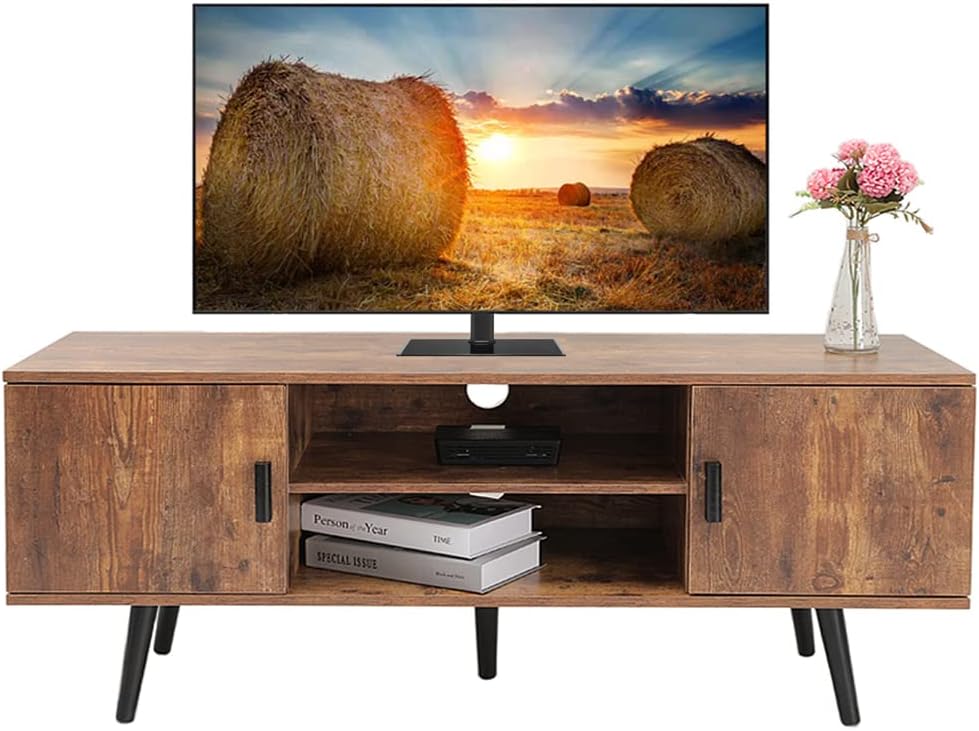 Mid-Century Modern TV Stand with 2 Storage Cabinet X437