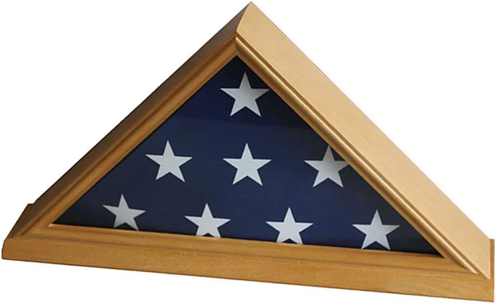 Solid Wood Flag Display Case with Real Glass Door L248