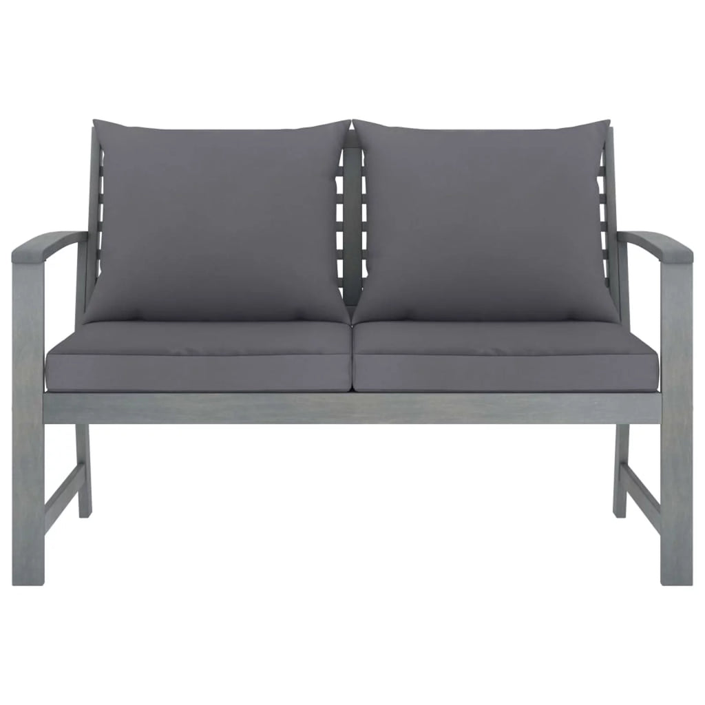 Dark Gray Cushion Solid Acacia Wood Patio Bench X25976