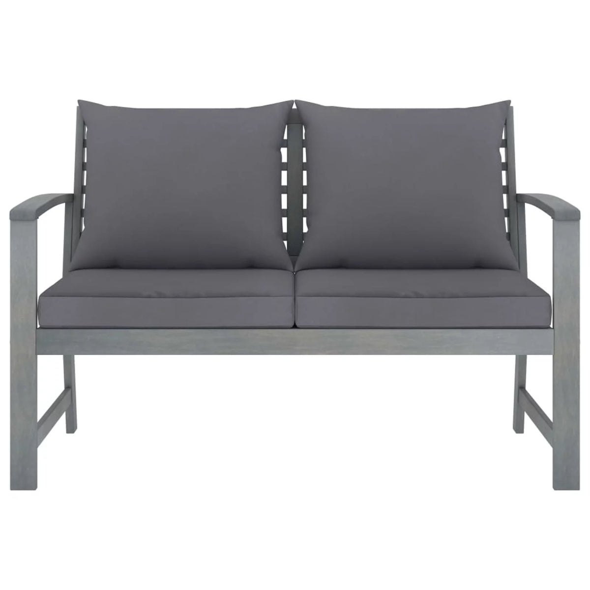 Dark Gray Cushion Solid Acacia Wood Patio Bench X25976