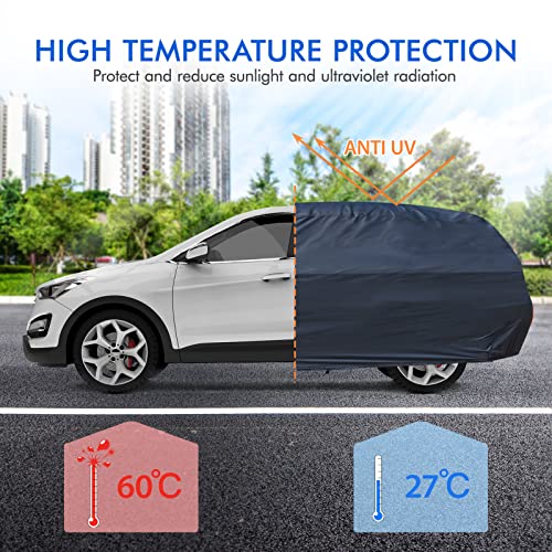 6 Layers Waterproof Outdoor Car Cover with Zipper Cotton for Sedan (190-195 inch) H200