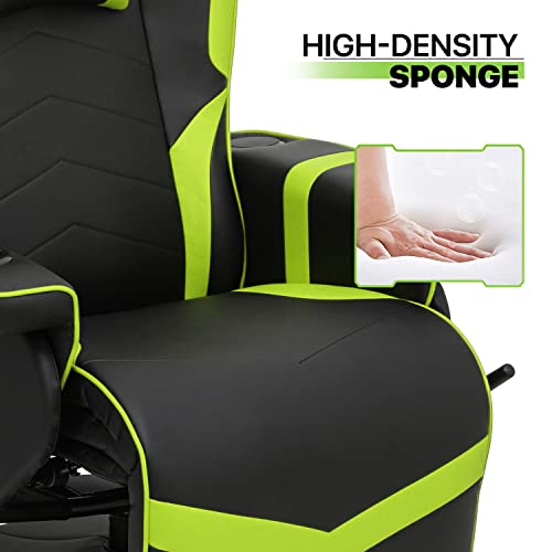 Green PU Leather Massage Gaming Recliner Chair with Adjustable Backrest L72898
