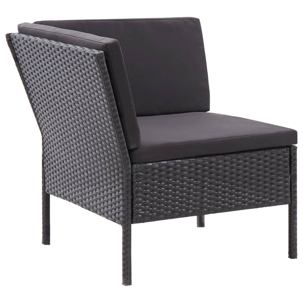 3 Piece Poly Rattan Outdoor Sectional Sofa Set with Cushions Steel Frame A473