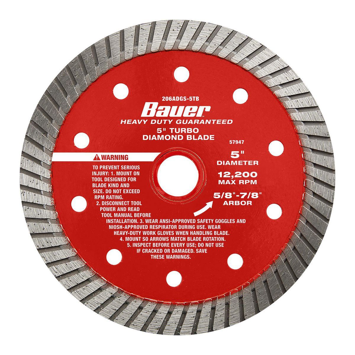 5 in. Turbo Rim Wet or Dry Cut Diamond Saw Blade J325