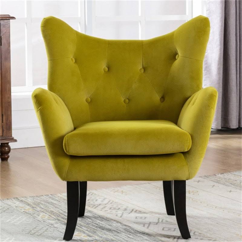 Velvet Accent Chair Armchair with Wooden Legs M568086
