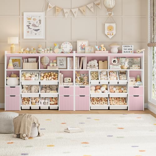 Pink Toy Storage Organizer with Drawers and Removable Bins U241