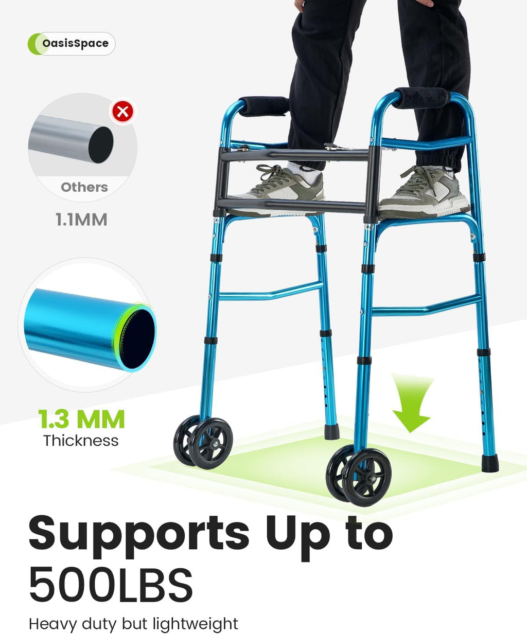 Heavy Duty Folding Walker with 5 Inches Wheels A92737