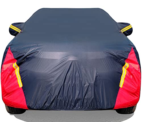 6 Layers Waterproof Outdoor Car Cover with Zipper Cotton for Sedan (190-195 inch) H200